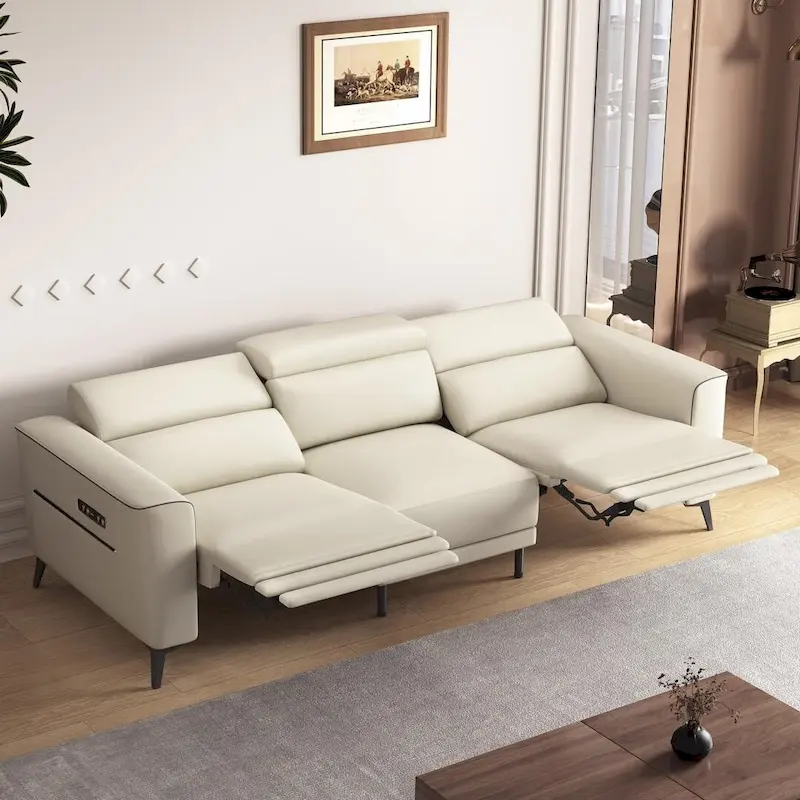 112.5 Leather Power Reclining Sofa with USB Charging Port
