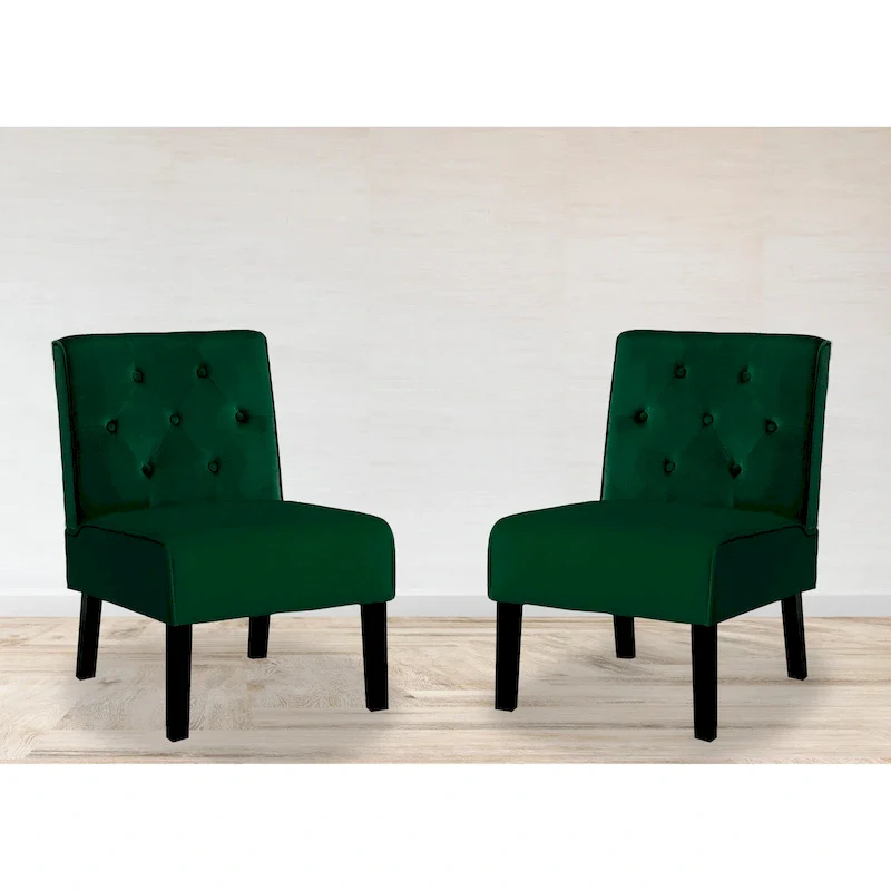Nixon Velvet Tufted Back Accent Chair Set of 2