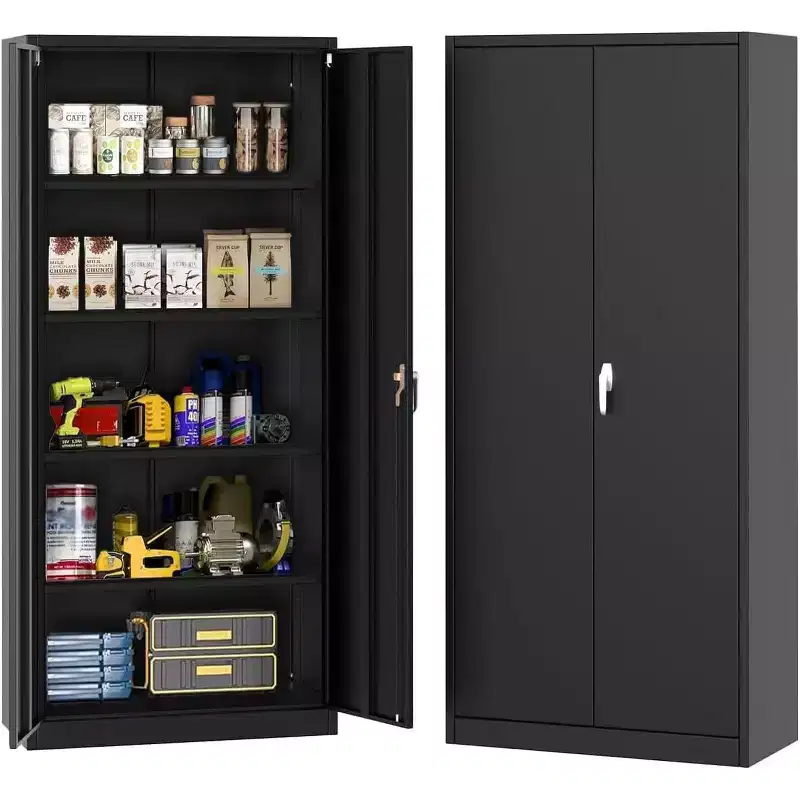 Metal Storage Cabinet with Lock, 71 Steel Tool Cabinet with Adjustable Shelves for Garage and Office