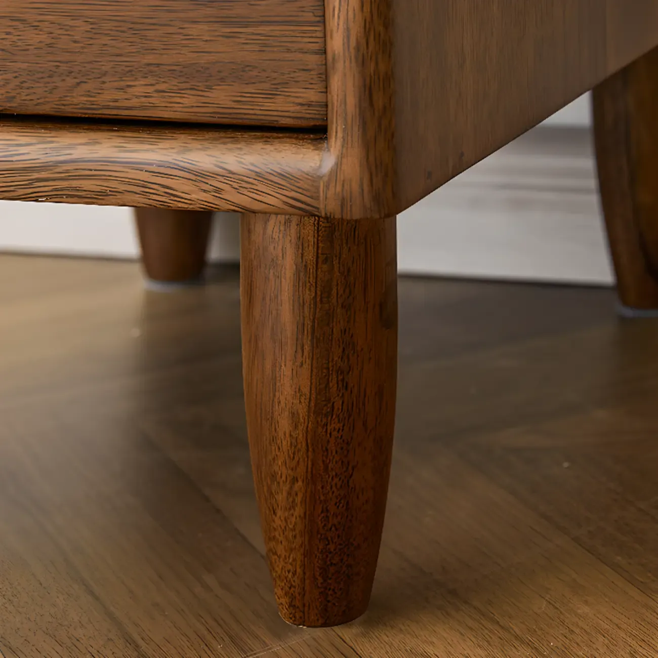 Art Deco Brown Wood Top 2 Drawer Nightstand with Legs