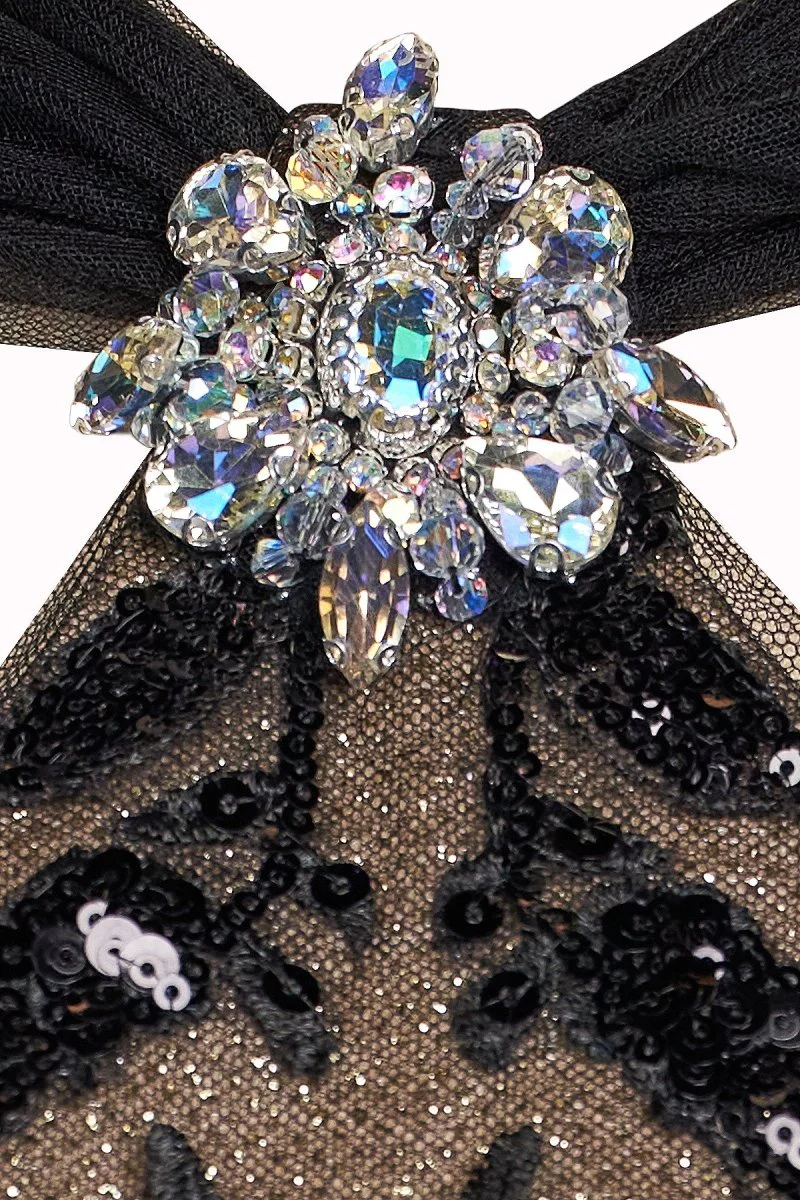 Black Halter Mermaid Sequined Long Prom Dresses With Cape