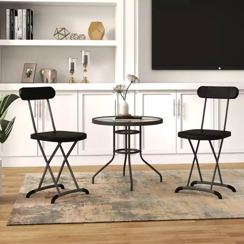 Gymax 2/4PC Folding Chair Heavy Duty Molded Chairs with Metal Curved Feet Wide Seat & Ergonomic Backrest Solid Frame Indoor Black/White