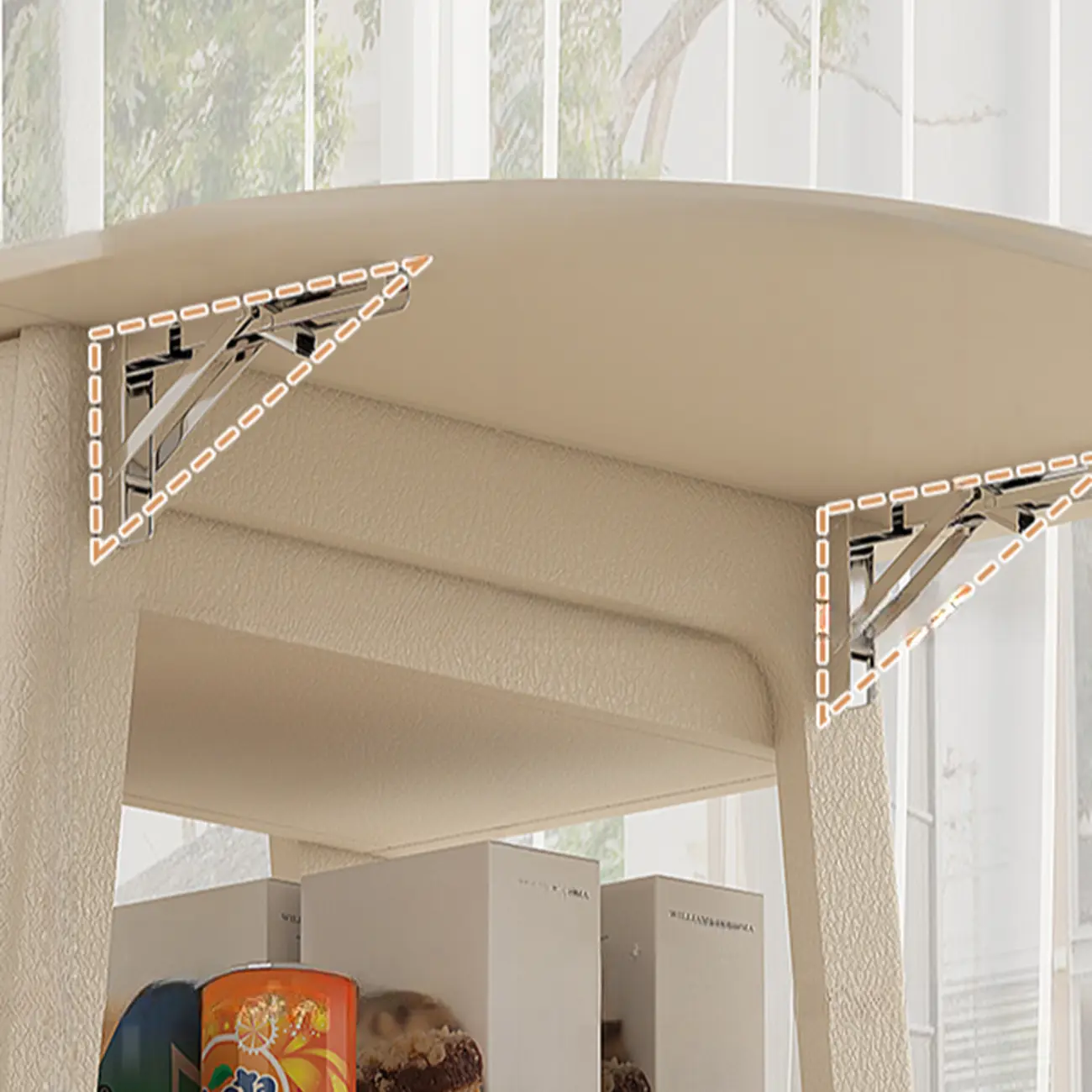 Foldable Wood White Modern Wheeled Small Side Table