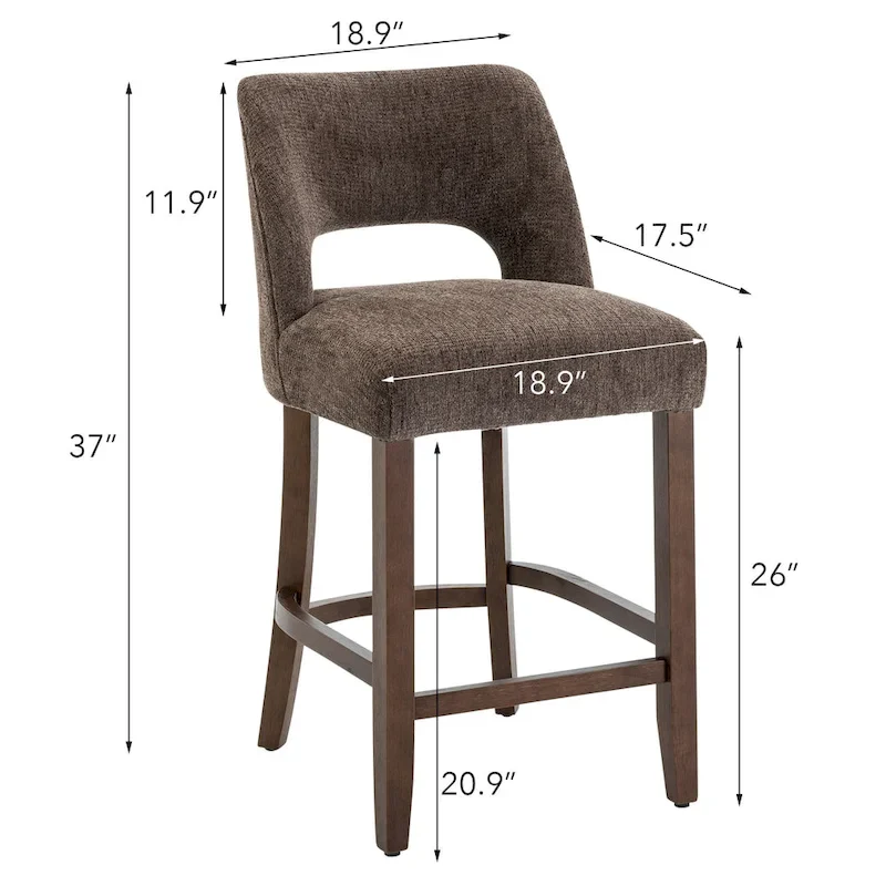 Set of 2 Wooden Bar Stools with Footrest