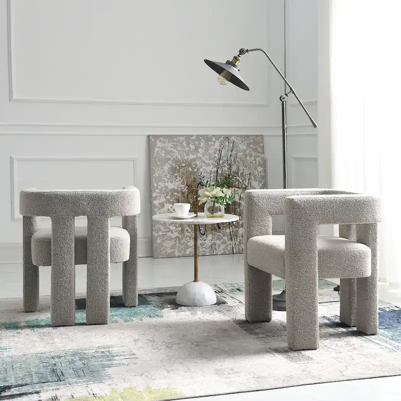 KINWELL 24 Wide Boucle Upholstered Armchair (Set of 2)