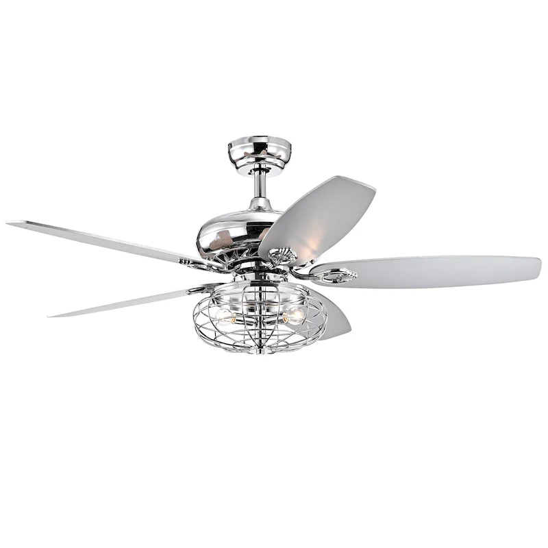 Joye Matte Black 52-Inch 5-Blade Lighted Ceiling Fan with Globe Metal Shade (optional Chrome Finish)