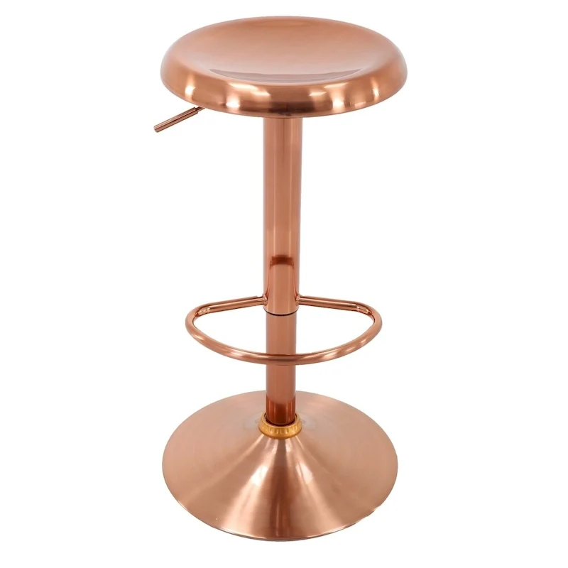 Pink / Pewter / Gold Adjustable Height Swivel Bar Stool with Chrome Finish – Single Seat