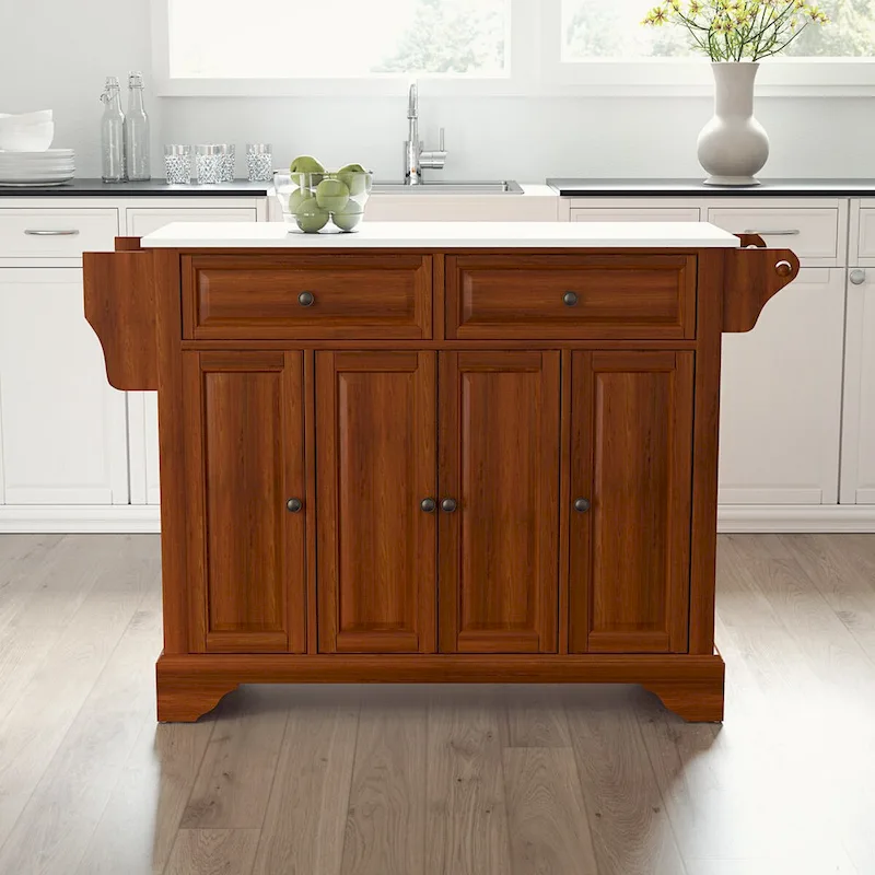 Lafayette Cherry Granite Top Full Size Kitchen Island/Cart - 51.5W x 18D x 36H