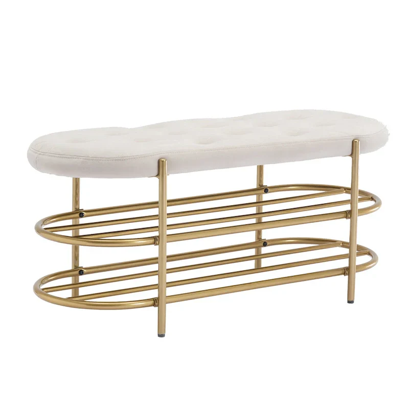 SEYNAR 40 Velvet Upholstered Living Room Bench with Double shoe rack