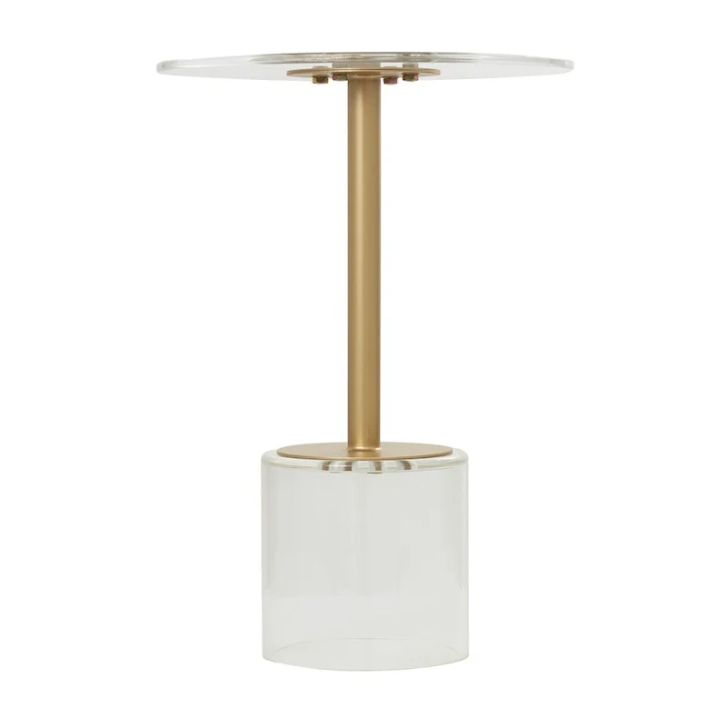 Plastic Side End Accent Table with Elevated Base and Gold Stand - Clear