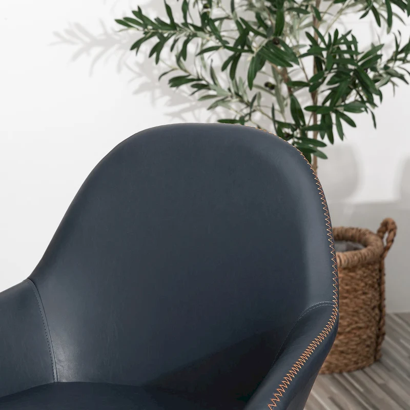 Glitzhome Set of 4 Mid-Century Leatherette Stitched Dining Accent Armchairs