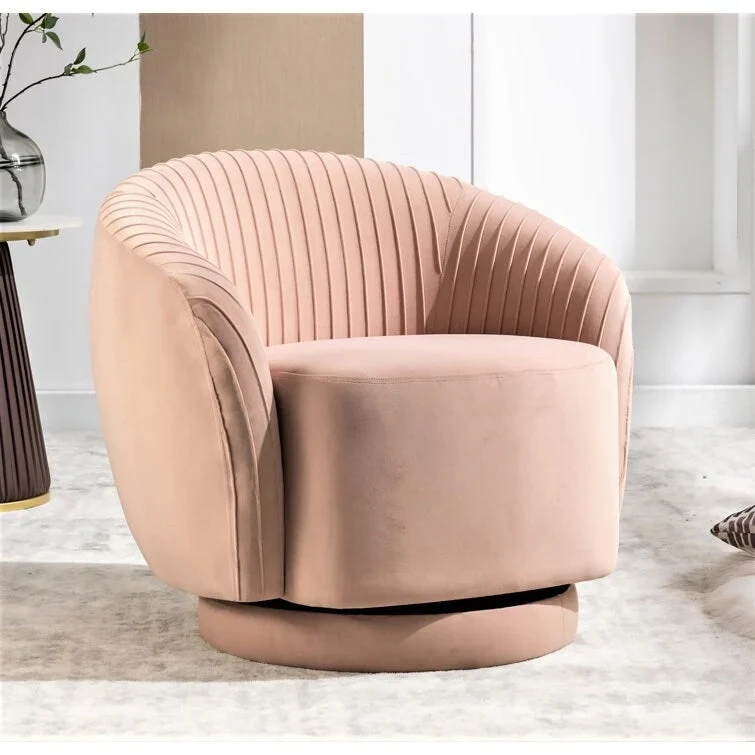 Modern Barrel Swivel Accent Chair with Plush Velvet Upholstery