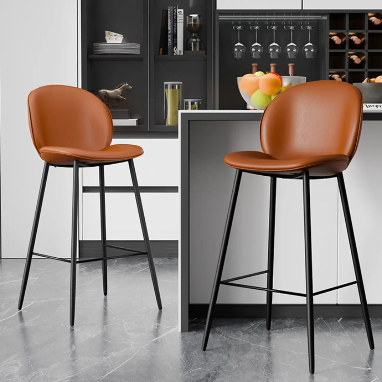 Mid-century Modern Bucket Upholstered Bar Stools