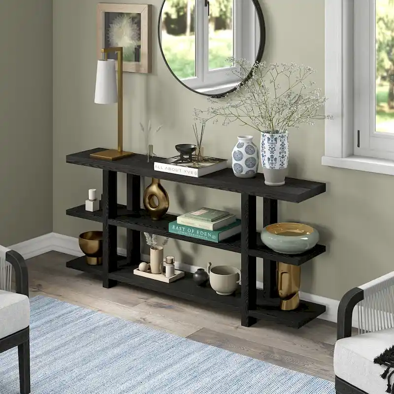 Rectangular Console Table with Storage Shelf