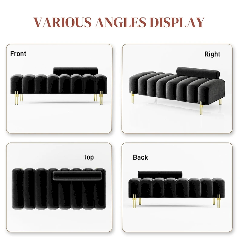 Ouyessir 52.2 Modern Channel Tufted Window Bench with Adjustable Back