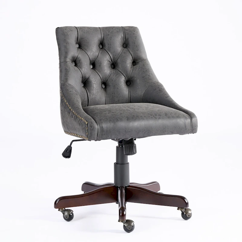 Medieval Retro Style Sheepskin Pattern Fabric Home Office Chair with Lift,Swivel and Recline Functions