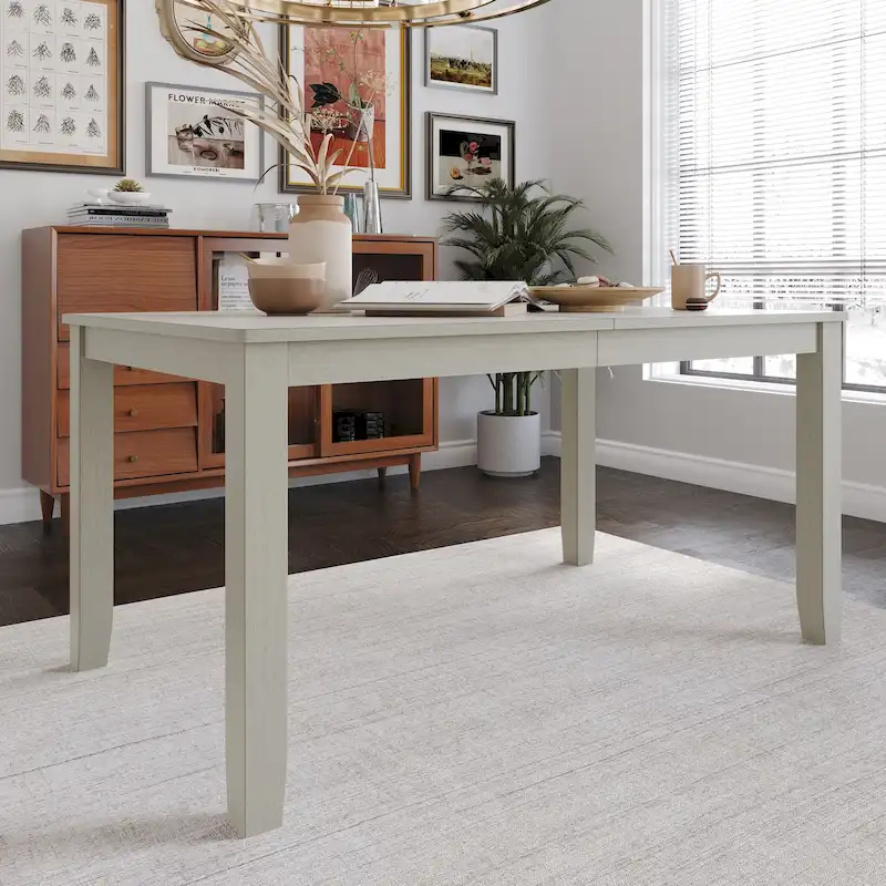 Rectangular Dining Table with Rubber Wood Legs – Antique Grey / HK Wenge, Minimalist, Seats 6