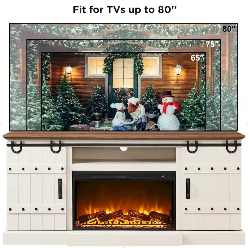 Farmhouse Fireplace TV Stand, Entertainment Center, Media Console