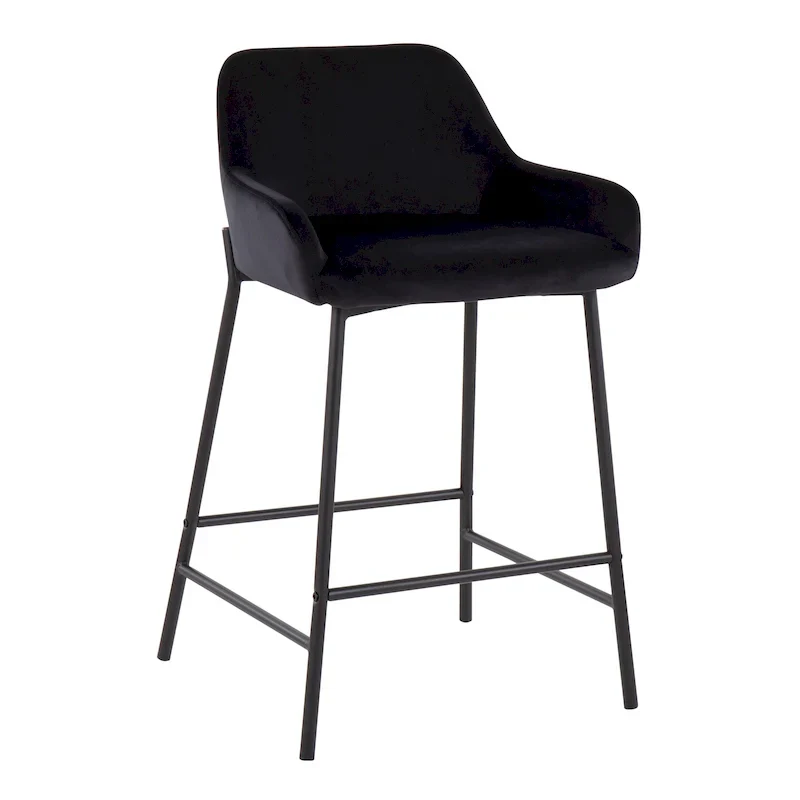 Carbon Loft Galotti Black Fixed-Height Upholstered Counter Stool - Set of 2