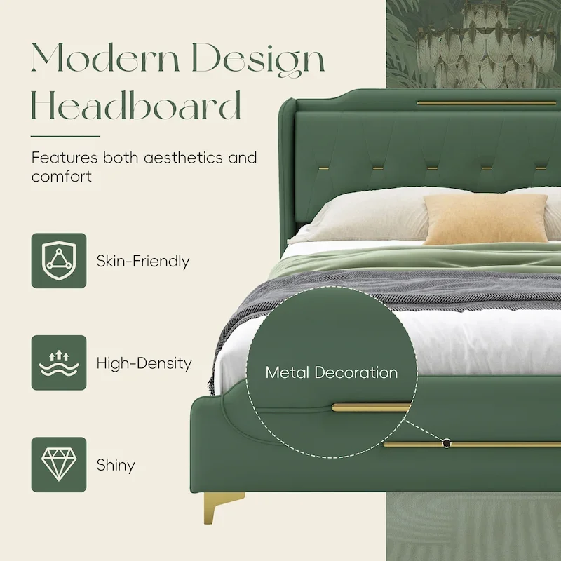Modern Soft-Upholstered PU Leather Bed