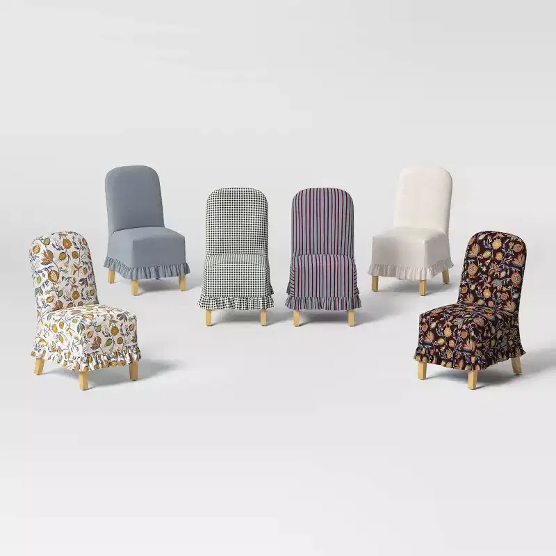 Rounded Back Slipcovered Dining Chair with Ruffle - Threshold