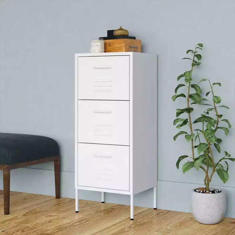 vidaXL Storage Cabinet Steel Medium Adjustable Feet - White