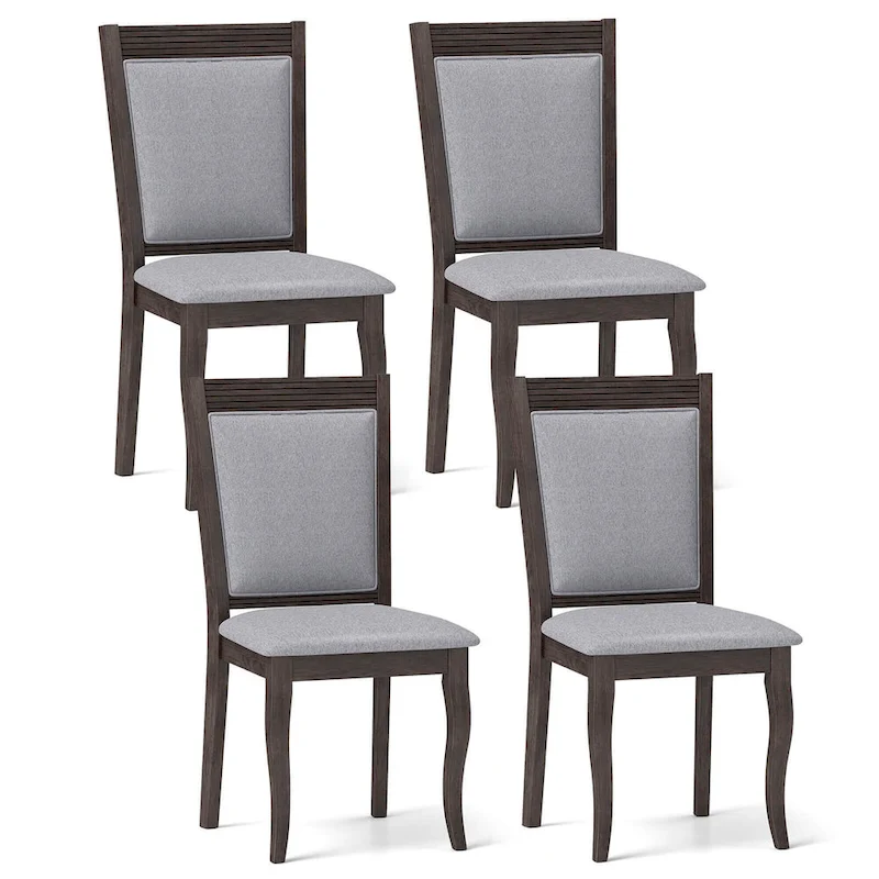 Costway Wood Dining Chairs Set of 2/4 with Rubber Wood Frame Padded
