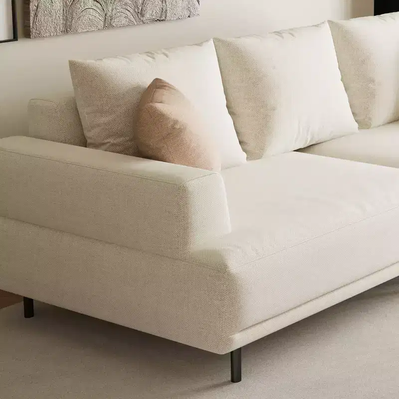 Luck Live Modern Breathable Cotton-Linen Fabric Sofa, couch,Solid Wood Frame, High-Elastic Sponge Seat Cushion Light Beige