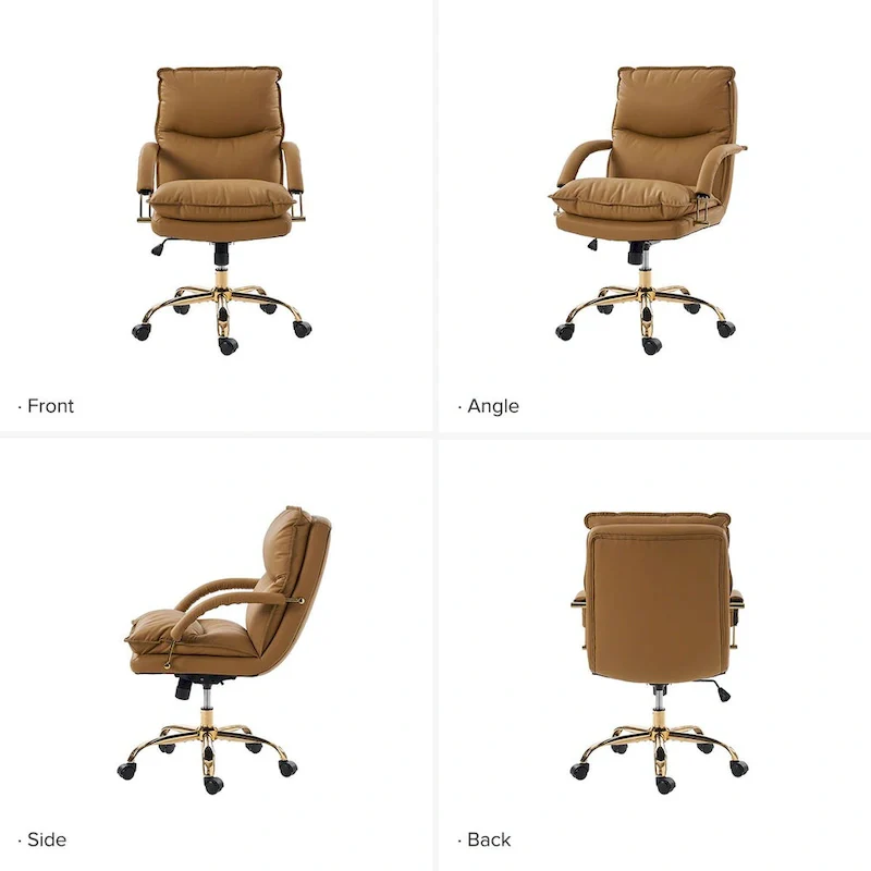 Leona Modern Faux Leather Adjustable Height Tilting Office Chair with Swivel Base by HULALA HOME