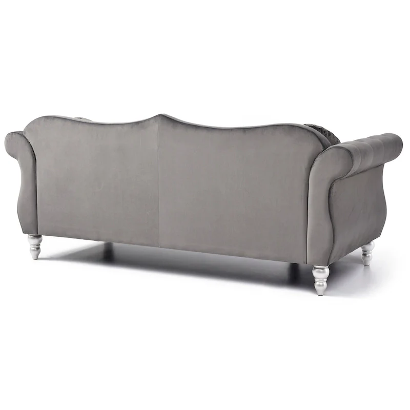 Black / Dark Gray / Burgundy / Navy / Ivory / Pink / Green Velvet Button Tufted Sofa – Glam Style, Seats 3