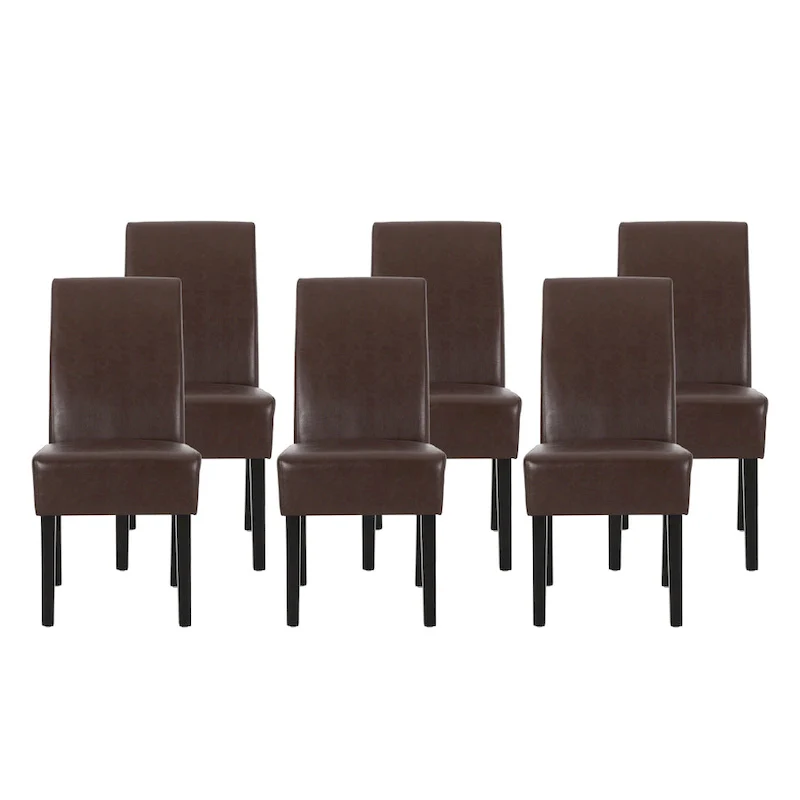 Button-Tufted Upholstered Dining Chairs, Set of 6, Mid-Century Modern Faux Leather