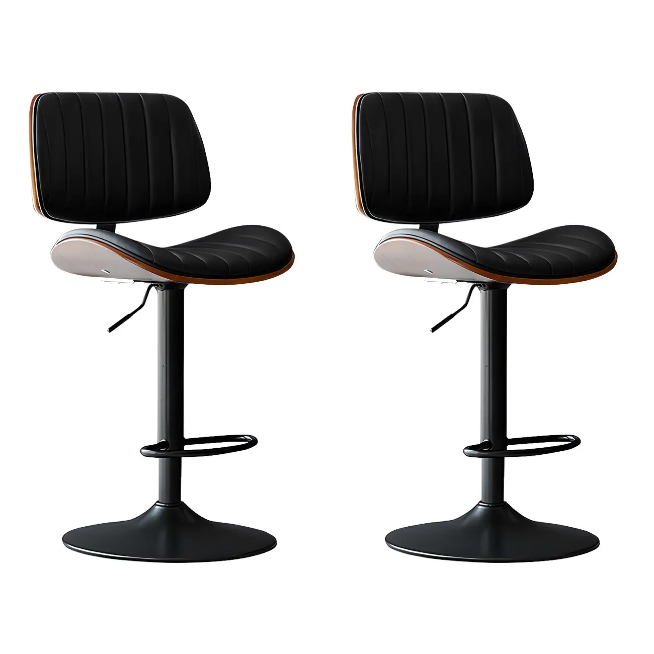 Modern Faux Leather Adjustable Swivel Bar Stools
