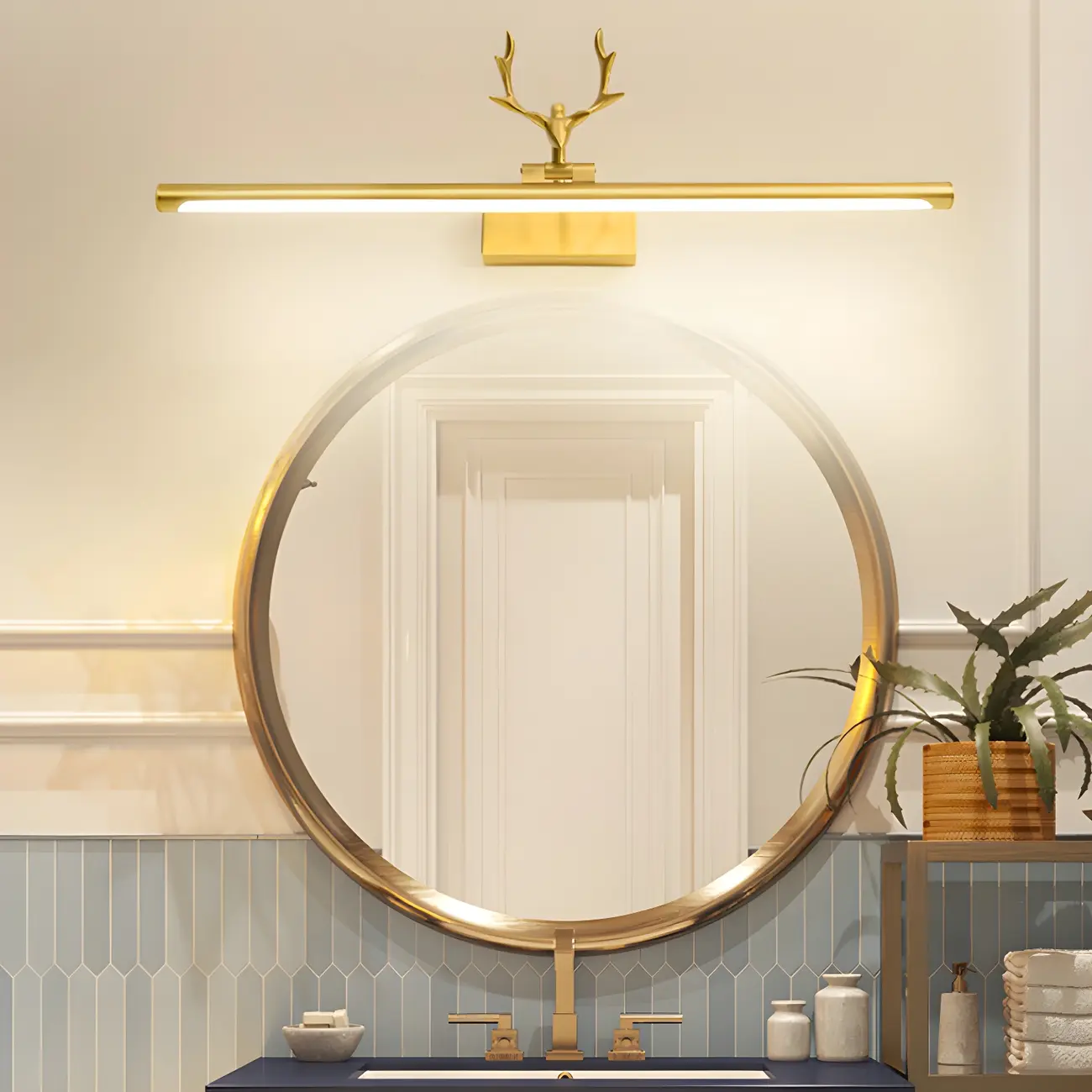 Modern Gold Antler Linear LED Bathroom Vanity Lights