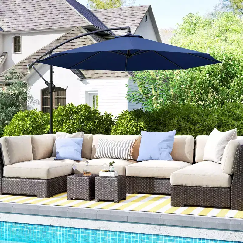 10' Cantilever Tilt Offset Patio Umbrella w/ UV & Water Safe Material & Cross Base (Weight Not Included)