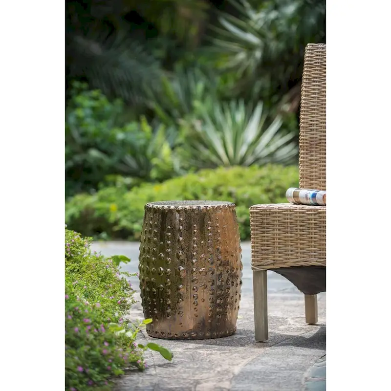 Weathered Style Ceramic Garden Stool - 18  - Bronze