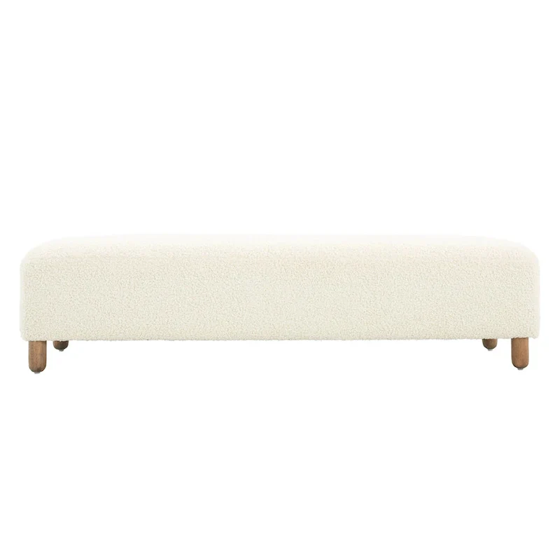 Fabric Upholstered Ottoman Bench with Wood Frame