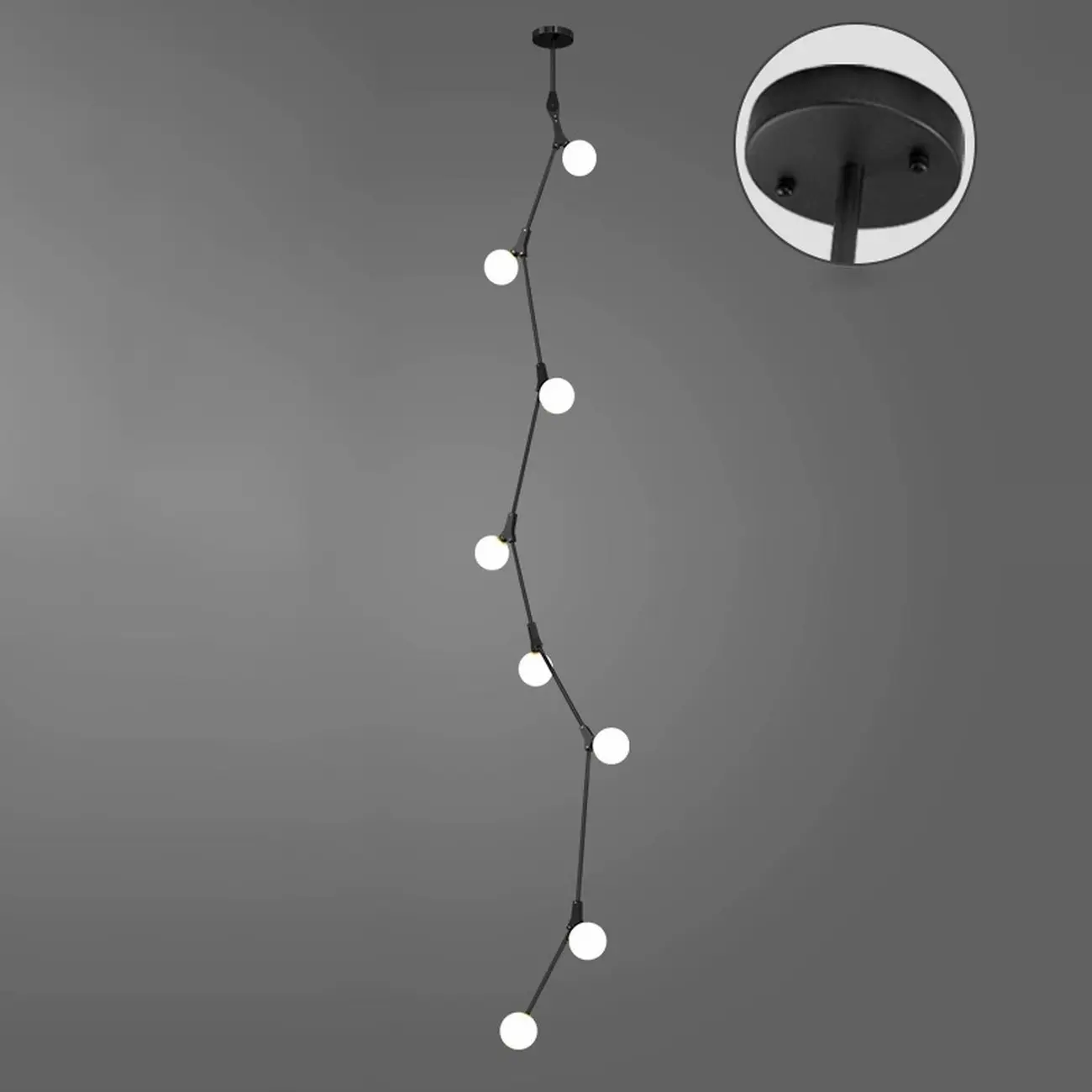 Modern Gold Branch Globe Glass Downrod Stairwell Chandelier