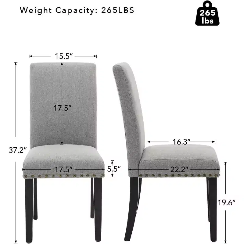 COZONY Upholstered Parsons Dining Chairs, Linen Fabric Wooden Legs Side Chair for Dining Room Kitchen Restaurant Living Room
