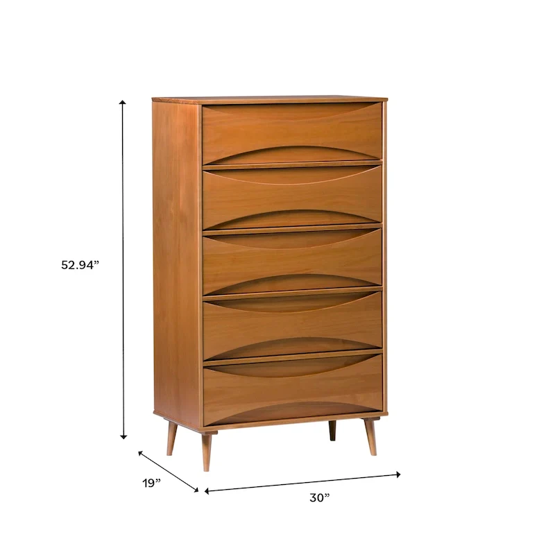 Middlebrook Designs Mid-Century 5-Drawer Solid Wood Dresser