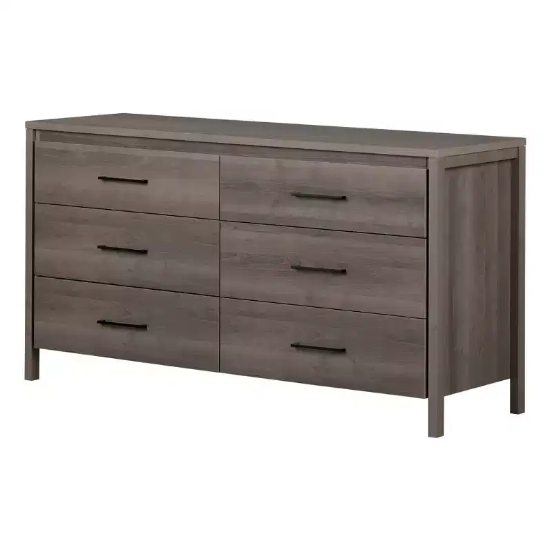 South Shore Tassio 5 Drawer Chest Weathered Oak: Modern Country Style, Metal Slides, 25 lb Capacity per Drawer