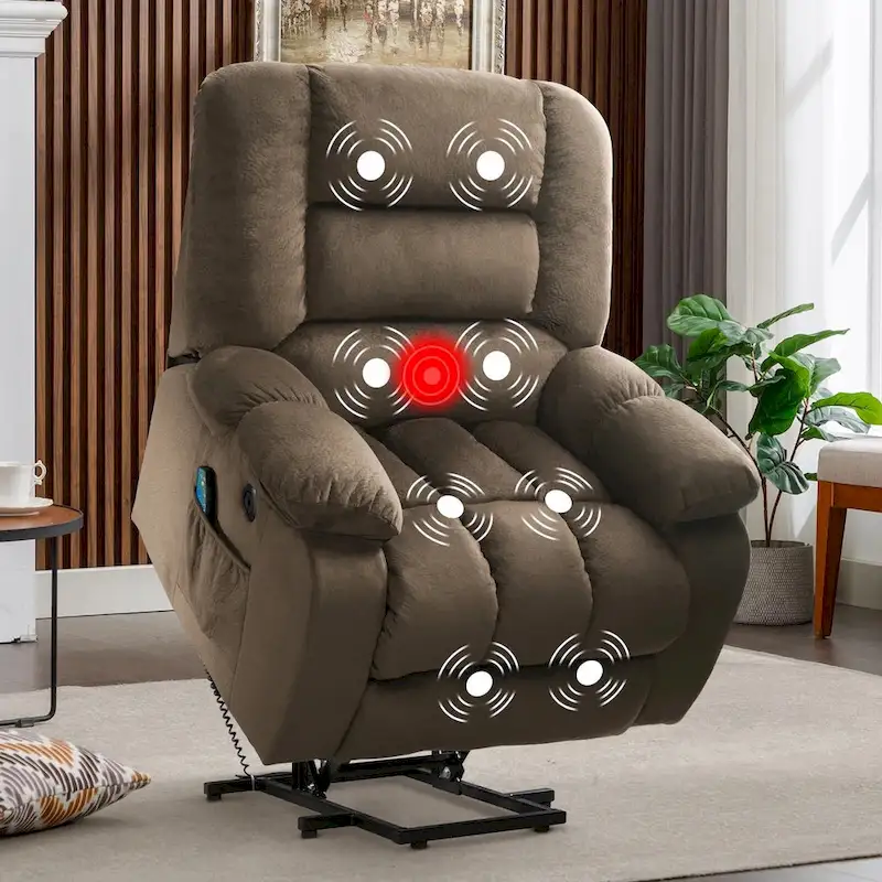 Power Lift Massage Recliner Chair, Bronze/Grey/Brown, Single Seat