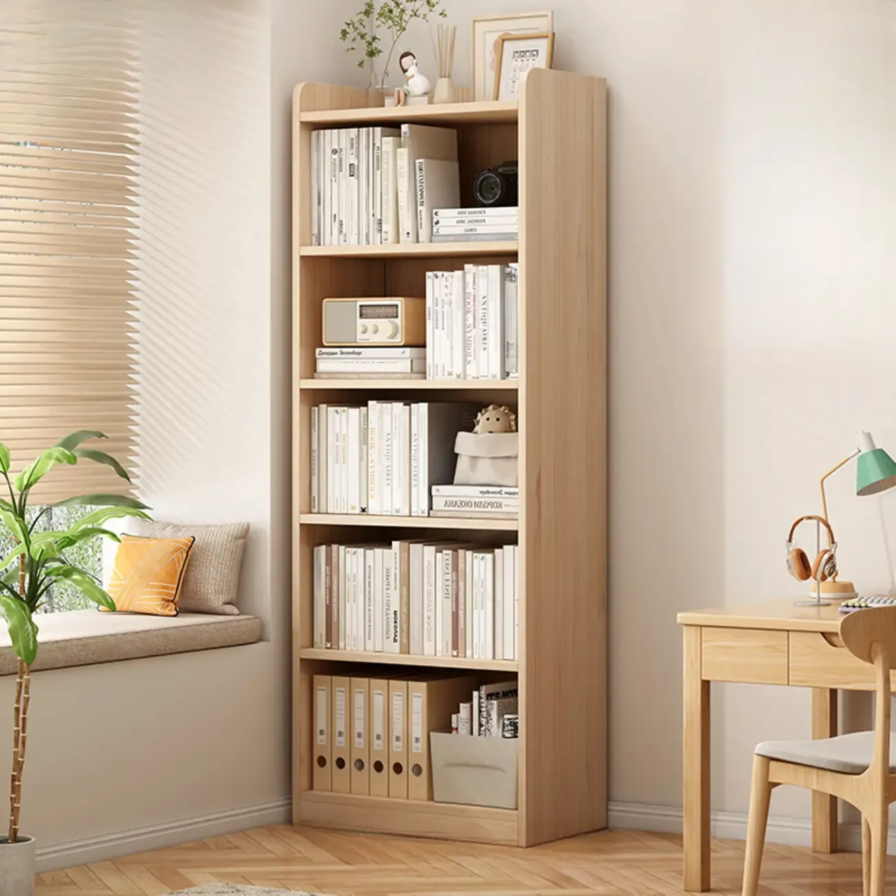Natural Pine Vertical 6-Tier Barrister Closed Back Bookcase