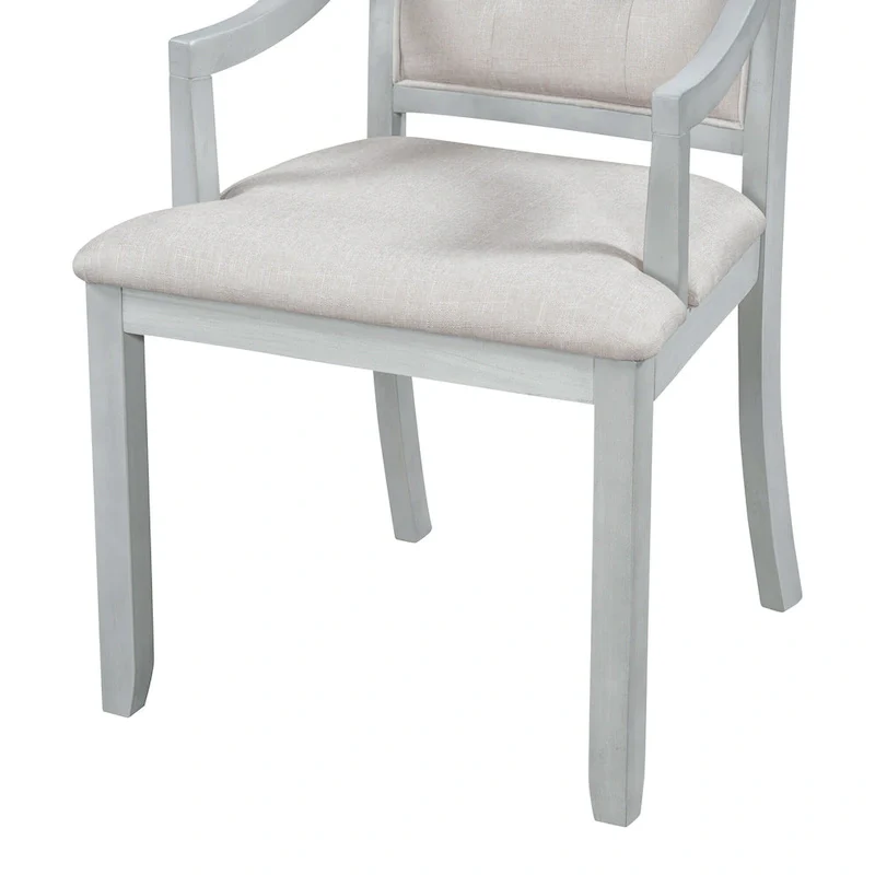 Antique Gray Retro 5-Piece Wooden Dining Table Set with Extendable Round Table & 4 Chairs