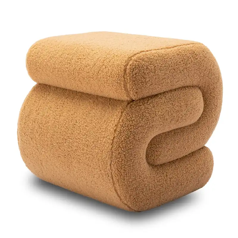 Modern S-shape Fabric Ottoman Makeup Stool Footstool