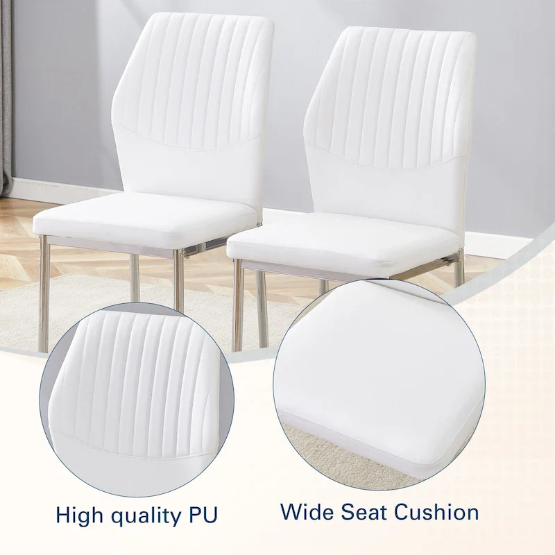 Set of 6 High Resilience Dining Chair with Metal Silver Leg