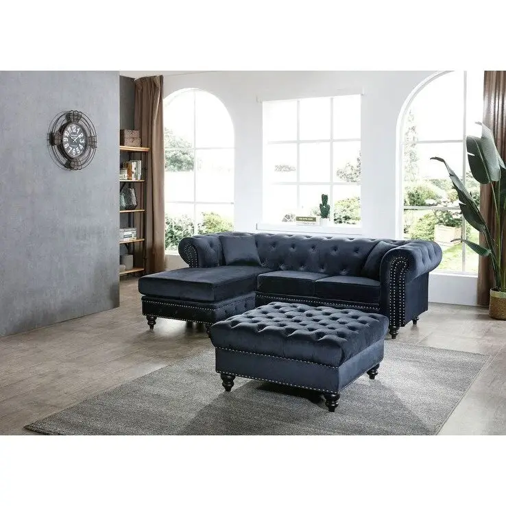 Nola Velvet Sofa with Chaise