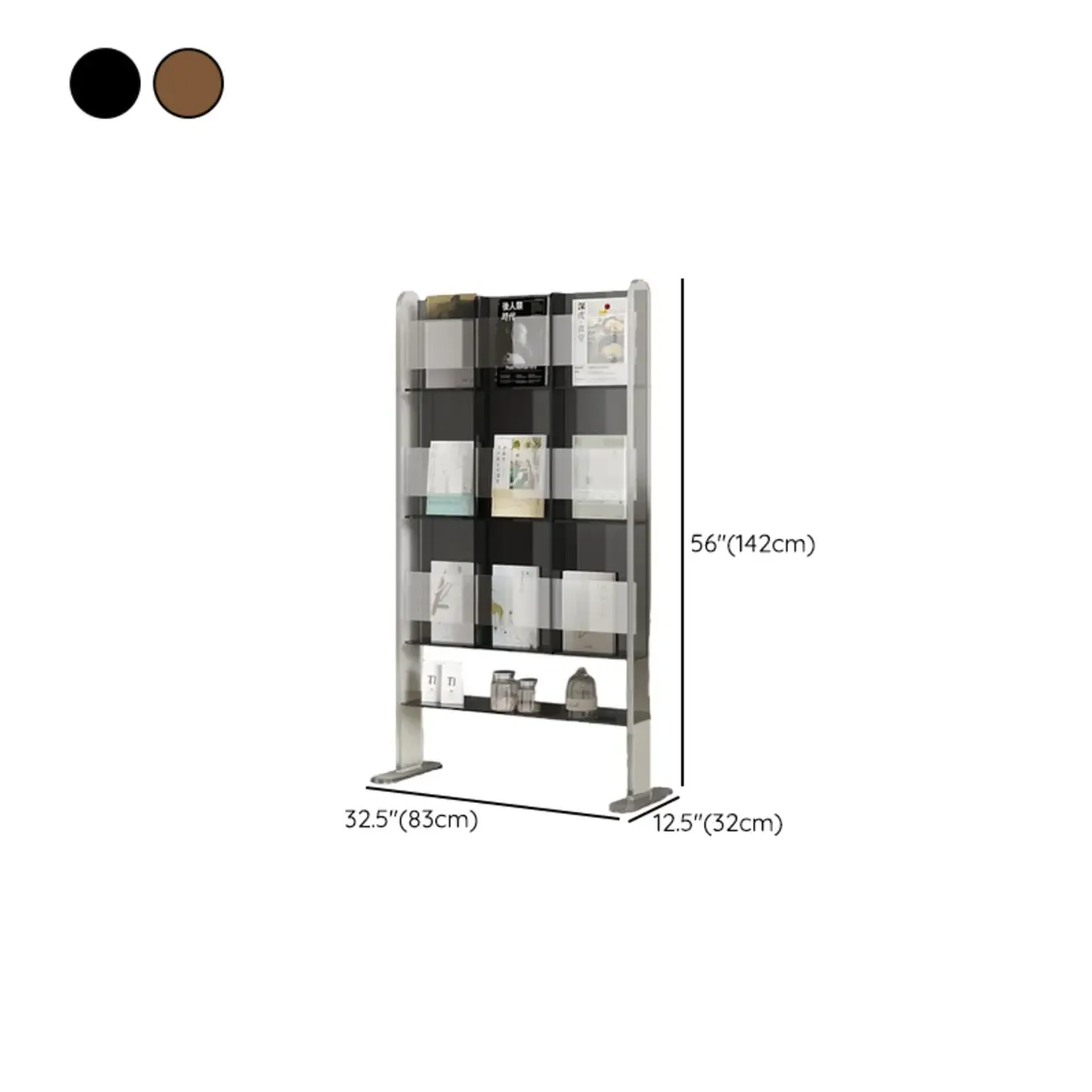Vertical Acrylic 4-Shelf Closed Back Display Bookcase