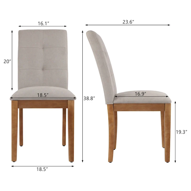 Upholstered Dining Chairs with Tufted High Back and Brushed Legs Set of 2