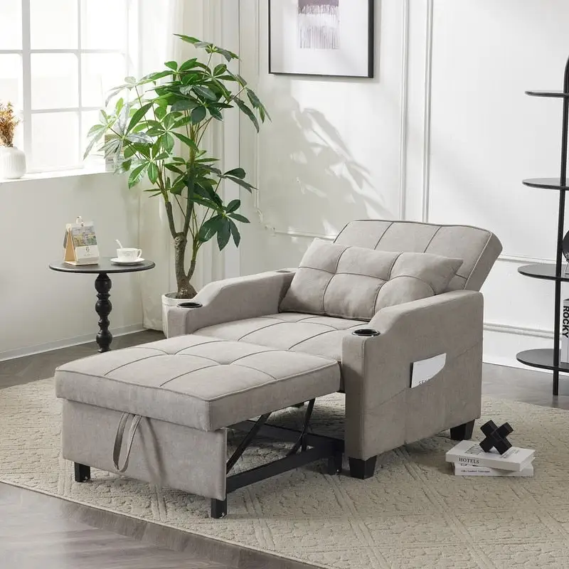 Chair Bed, Sleeper Sofa Chair Bed 3 in 1, Adjustable Recliner,Armchair, Sofa, Bed, Linen