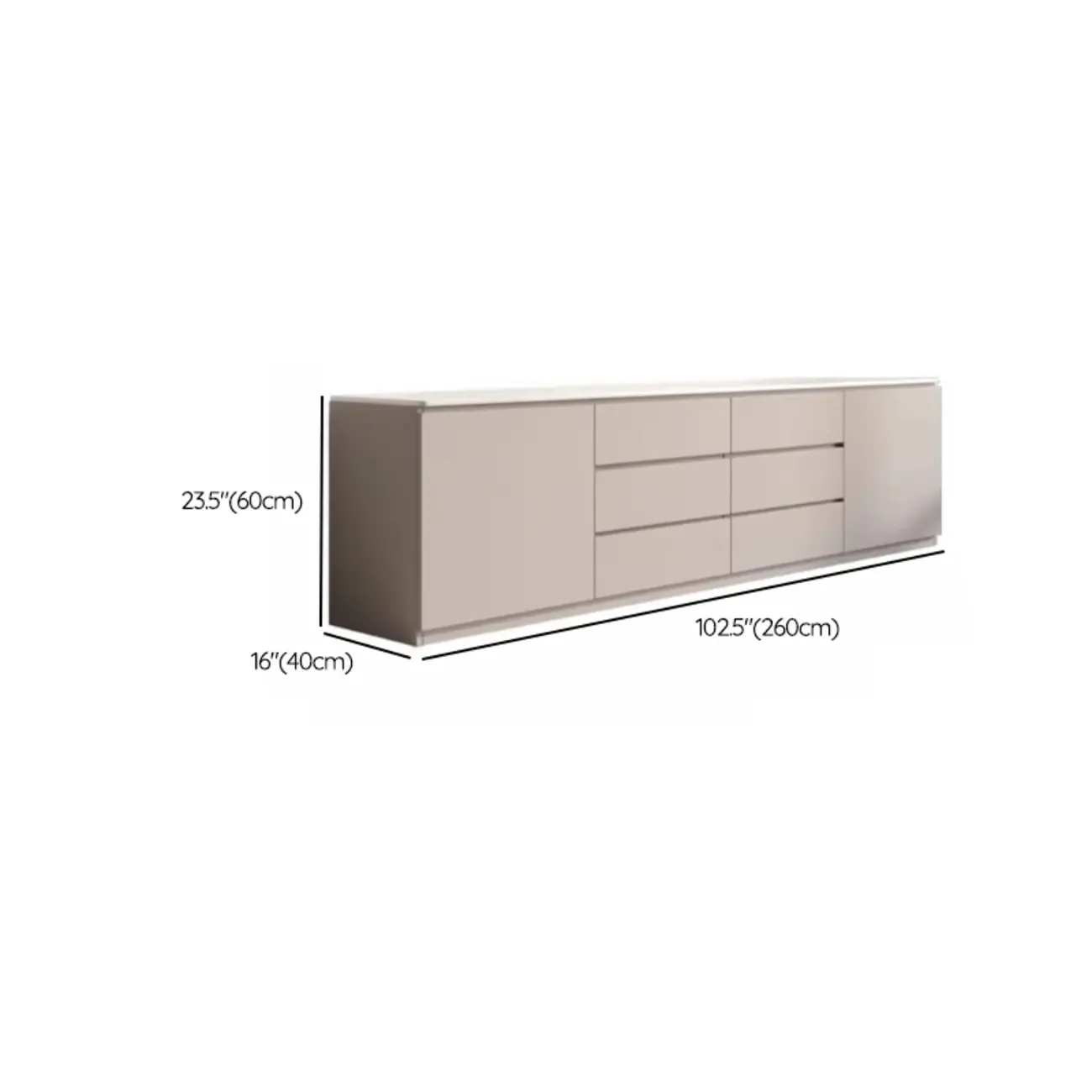 Modern Long White Wood TV Stand with Drawers